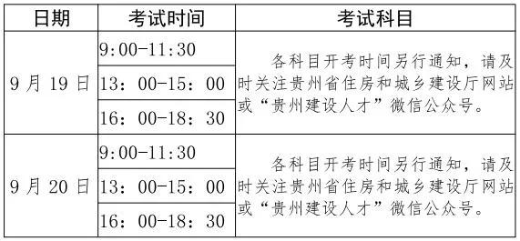 贵州省2021年二建第一批考试时间9月19日—20日(图1)